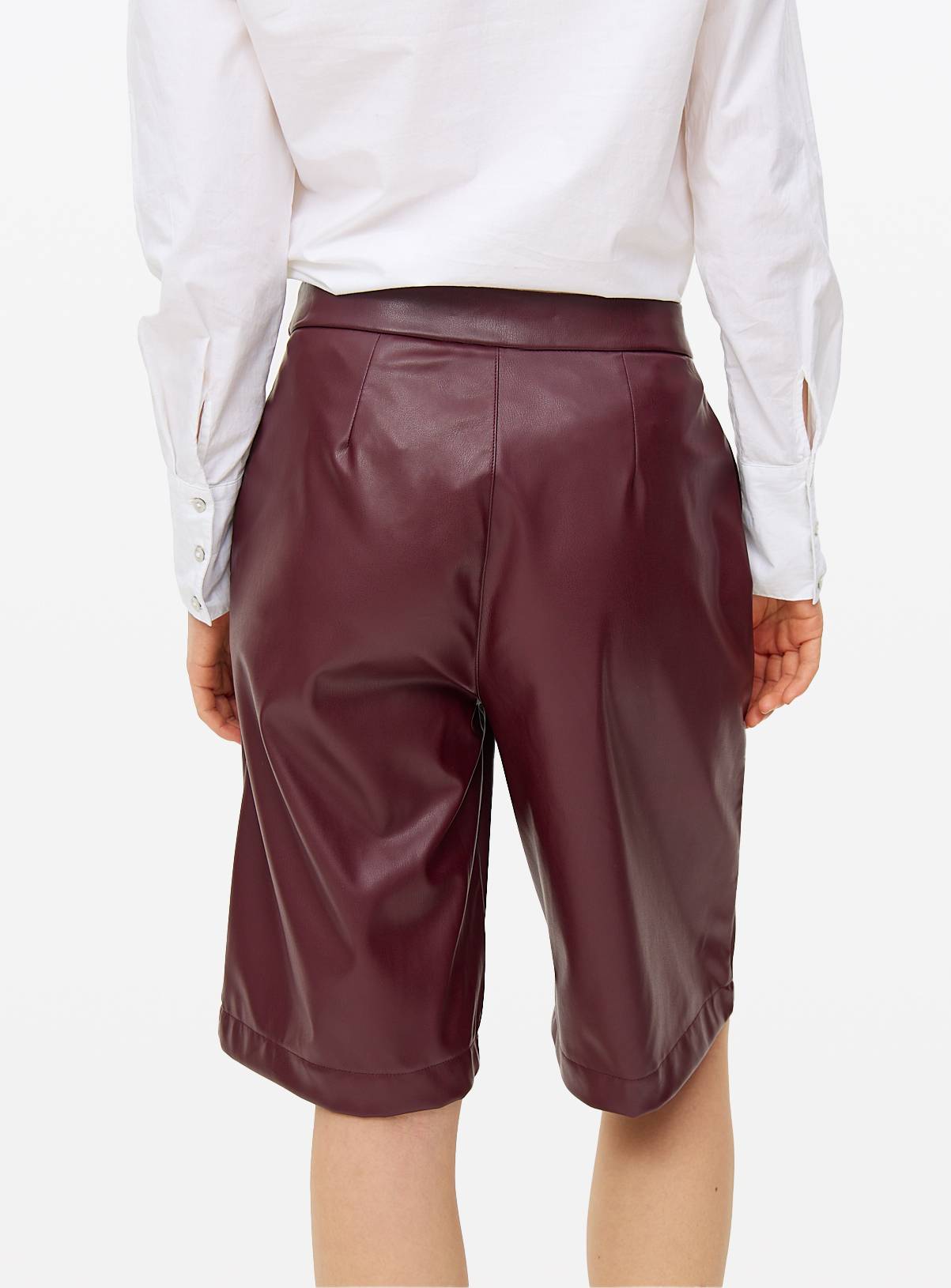 Dark Red PU Tailored Shorts 10 - Image 4